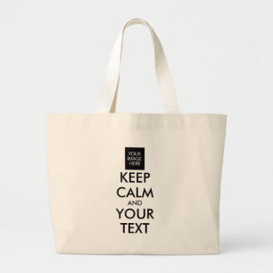 Completely Personalised KEEP CALM and YOUR TEXT Large Tote Bag