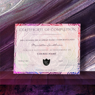 Completion Certificate Colourful Mandala Yoga Reik