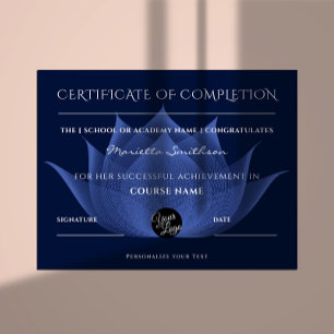 Completion Certificate Lotus Flower For Yoga Reiki