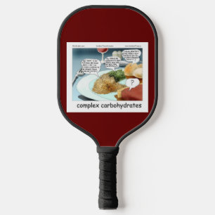 Complex Carbs Funny Philosophy Foodie Cartoon  Pickleball Paddle