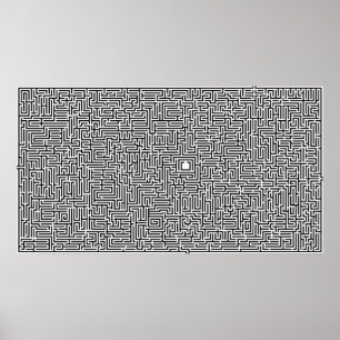 Complex Computer Generated Maze Drawing Poster