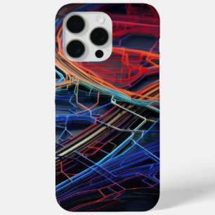 Complex connected lines in red and blue iPhone 15 pro max case