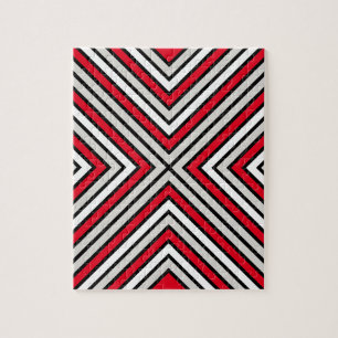 Complex Red White and Black Stripes Jigsaw Puzzle