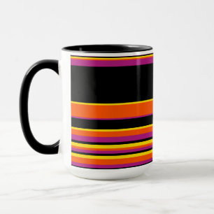 Complex Stripes - Black, Pink, Orange and Yellow Mug