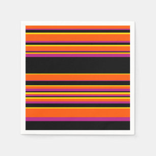Complex Stripes - Black, Pink, Orange and Yellow Napkin