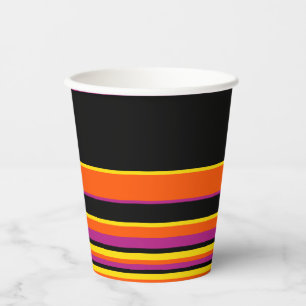 Complex Stripes - Black, Pink, Orange and Yellow Paper Cups