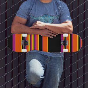 Complex Stripes - Black, Pink, Orange and Yellow Skateboard