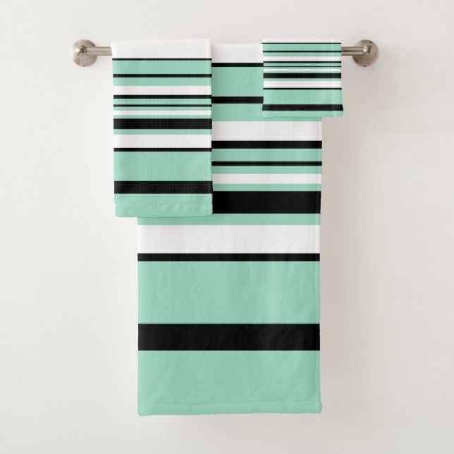 Complex Stripes - Green (Mint) Bath Towel Set (Insitu)