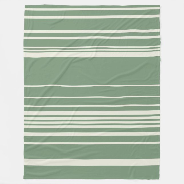 Complex Stripes in Green Fleece Blanket (Front)
