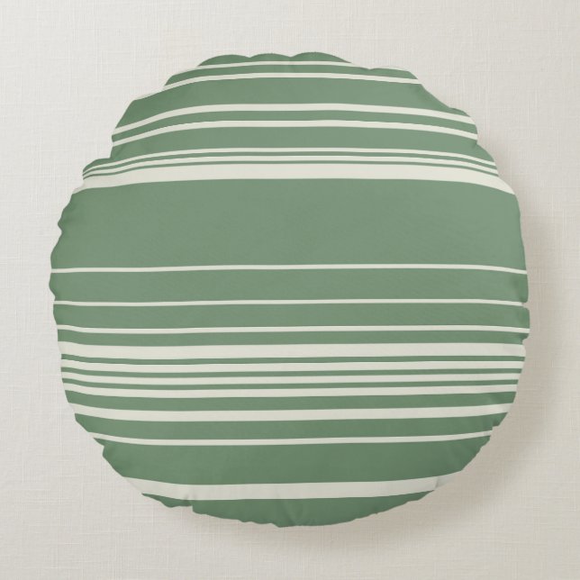 Complex Stripes in Green Round Cushion (Front)