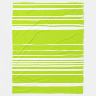 Complex Stripes in Lime Green and White  Fleece Blanket