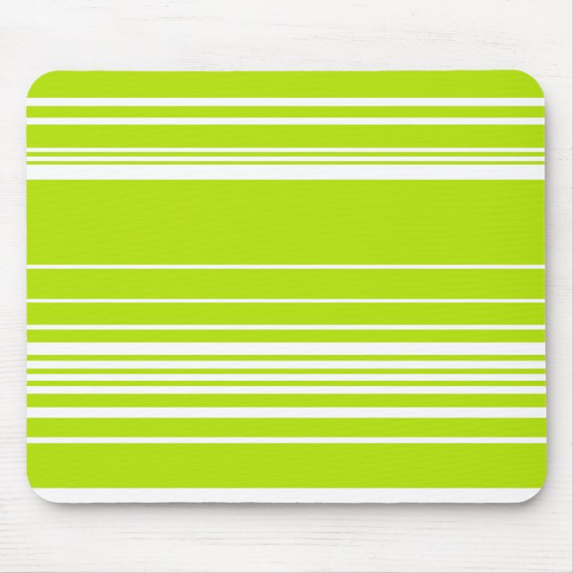 Complex Stripes in Lime Green and White  Mouse Pad (Front)