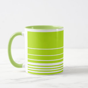 Complex Stripes in Lime Green and White Mug