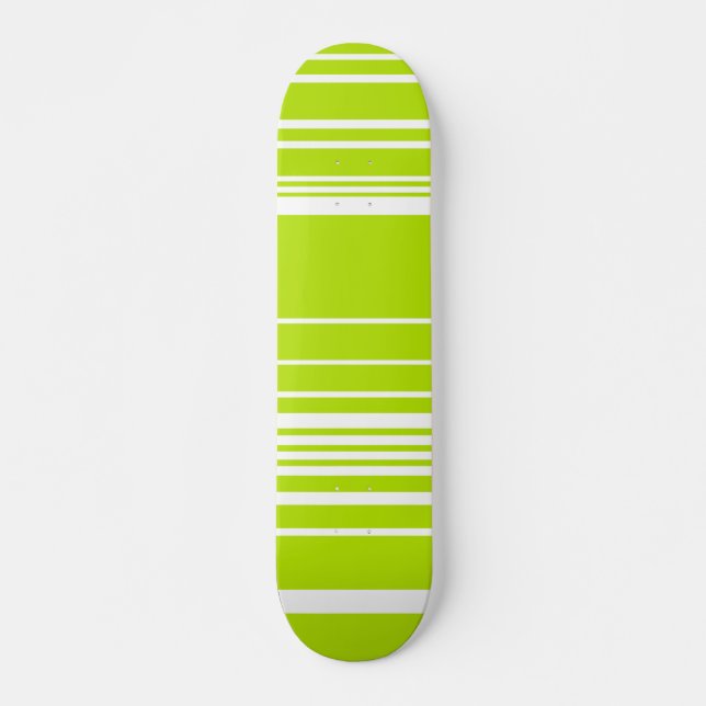 Complex Stripes in Lime Green and White  Skateboard (Front)