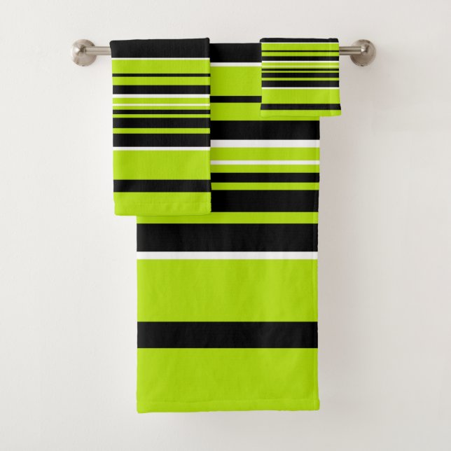 Complex Stripes - Lime Green Bath Towel Set (Insitu)