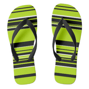 Complex Stripes - Lime Green Thongs