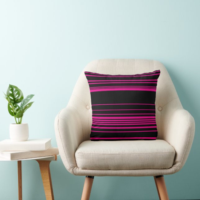 Complex Stripes - Magenta and Black Cushion (Chair)