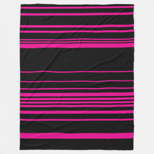 Complex Stripes - Magenta and Black Fleece Blanket