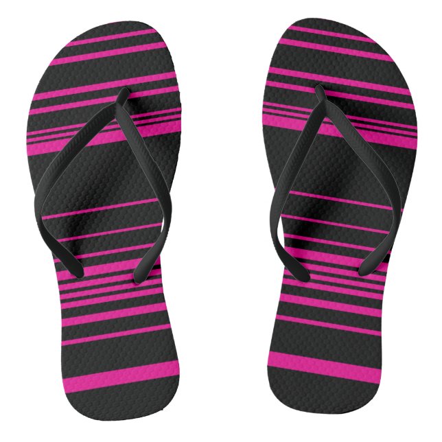 Complex Stripes - Magenta and Black Thongs (Footbed)