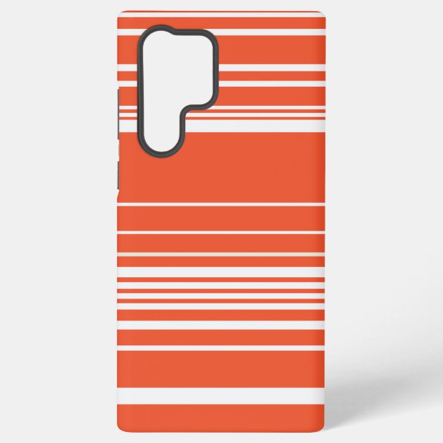 Complex Stripes - Orange and White Samsung Galaxy S22 Ultra Case (Back)