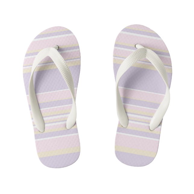 Complex Stripes - Pastel Pink, Yellow and Purple Kid's Thongs (Footbed)