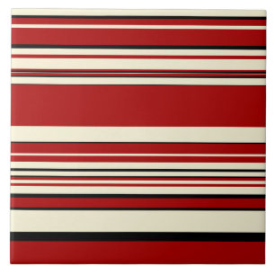 Complex Stripes - Red & Cream Ceramic Tile