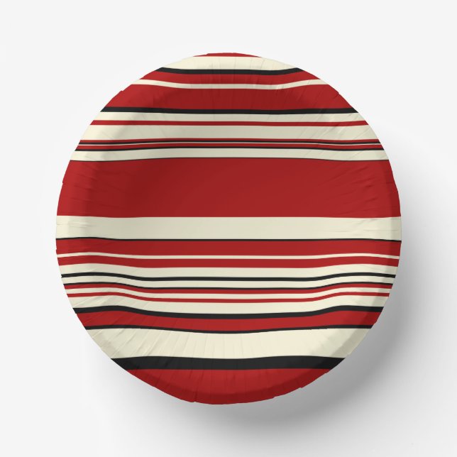 Complex Stripes - Red & Cream Paper Plate (Front)