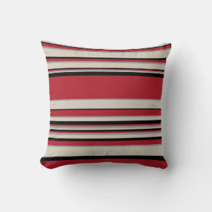 Complex Stripes - Red, Grey, Black and Bone White Cushion