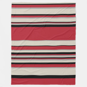 Complex Stripes - Red, Grey, Black and Bone White Fleece Blanket