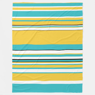 Complex Stripes - Turquoise and Yellow Fleece Blanket