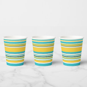 Complex Stripes - Turquoise and Yellow Paper Cups