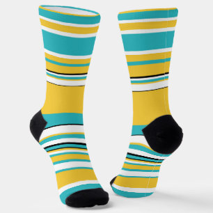 Complex Stripes - Turquoise and Yellow Socks