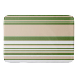 Complex Stripes - White, Sand and Palm Green Bath Mat