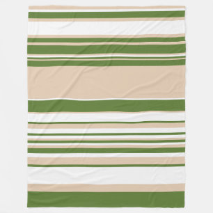 Complex Stripes - White, Sand and Palm Green Fleece Blanket