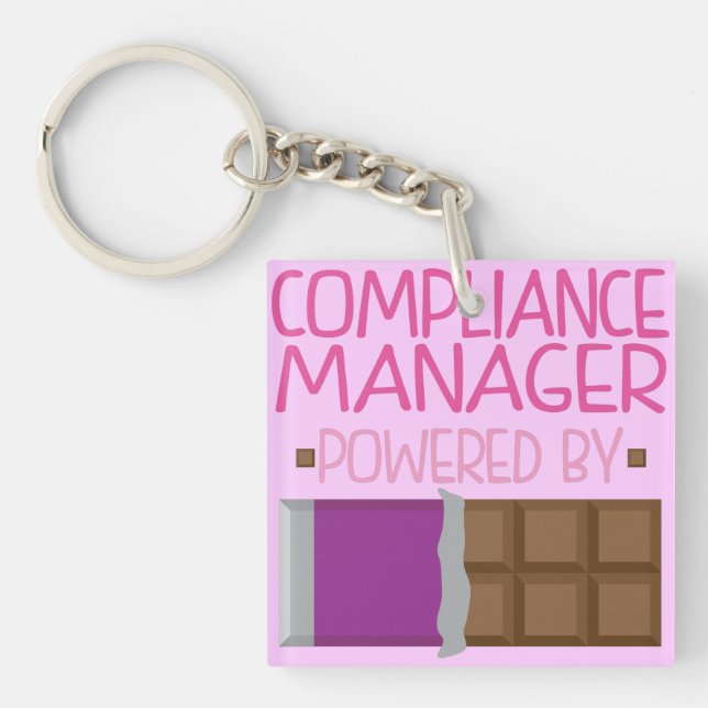 Compliance Manager Chocolate Gift for Her Key Ring (Front)