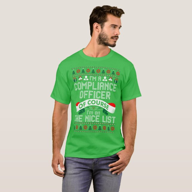 Compliance Officer On Nice List Christmas Ugly Tee (Front Full)