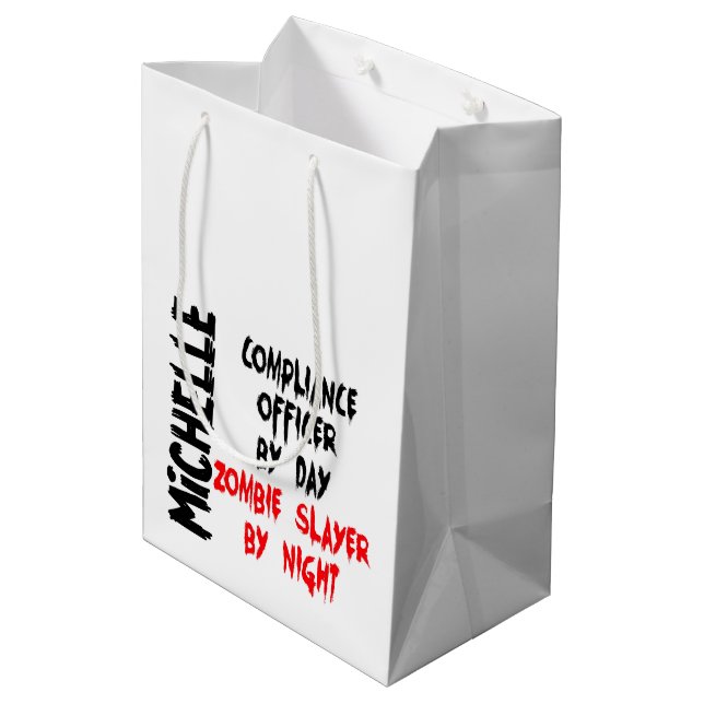 Compliance Officer Zombie Slayer CUSTOM Medium Gift Bag (Back Angled)