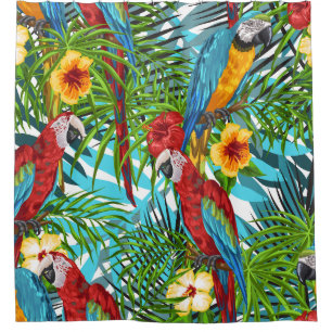 Complicated background tropical forest floral leaf shower curtain