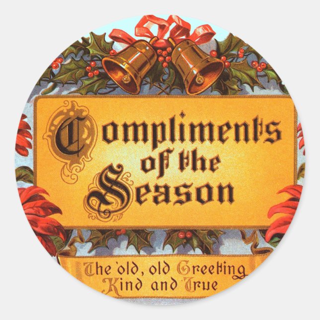 Compliments of the Season Classic Round Sticker (Front)