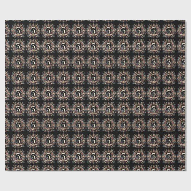 Compliments Victorian Wreath card Wrapping Paper (Flat)