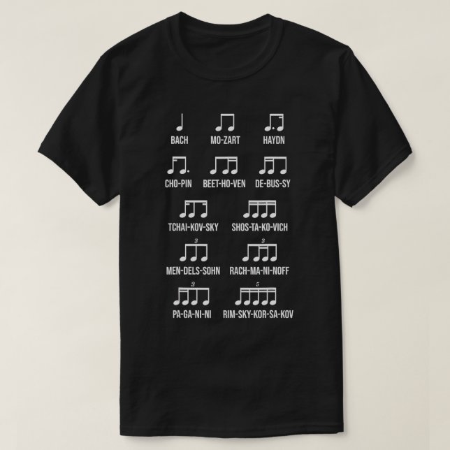 Composer Rhythm Music Gift Bach Mozart Beethoven C T-Shirt (Design Front)
