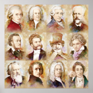 composers - Mozart, Bach, Beethoven and more! Poster