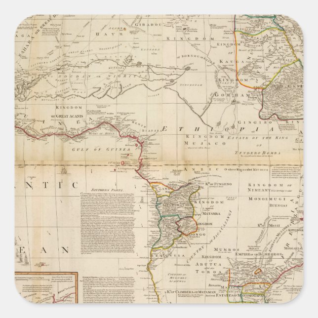 Composite Africa hand coloured map Square Sticker (Front)