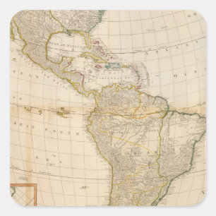 Composite America hand coloured map Square Sticker