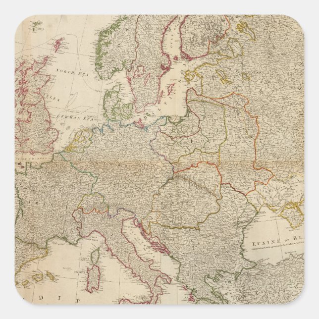 Composite Europe with statistical tables Square Sticker (Front)
