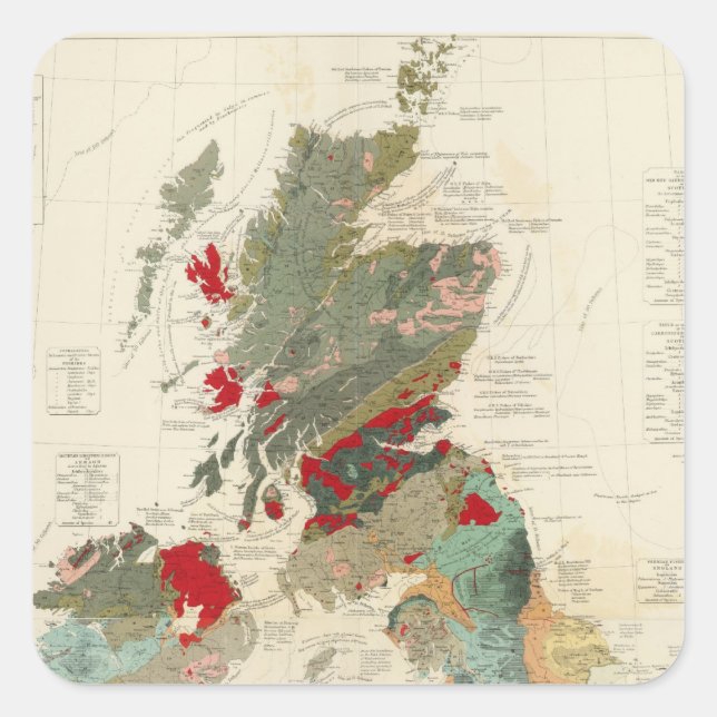 Composite Geological, palaeontological map Square Sticker (Front)