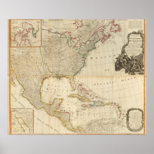 Composite North America hand coloured map Poster (Front)