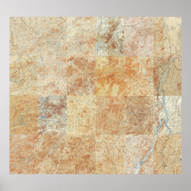 Composite of 24 Adirondack Topographic Maps Poster (Front)