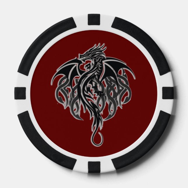 Composite Poker Chips, Black Striped Edge Chips (Front)
