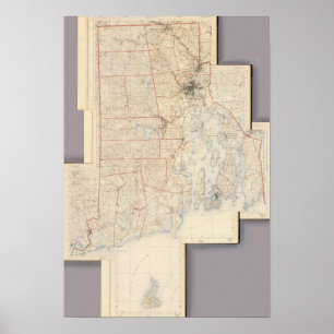 Composite Rhode Island Map Poster